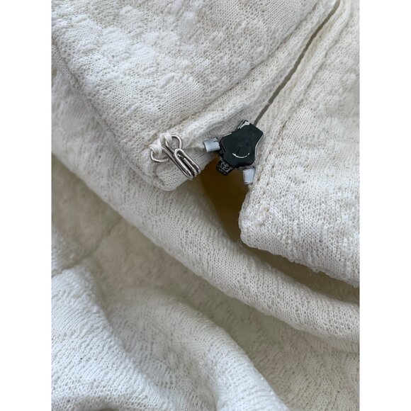 Vintage 60s Textured Short Sleeve Dress Womens Medium Off White Minimal Gogo Mod - Picture 4 of 12